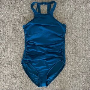 Magicsuit One Piece Swim Blue Size 16 Tummy Control Strappy Back Ruched Front‎